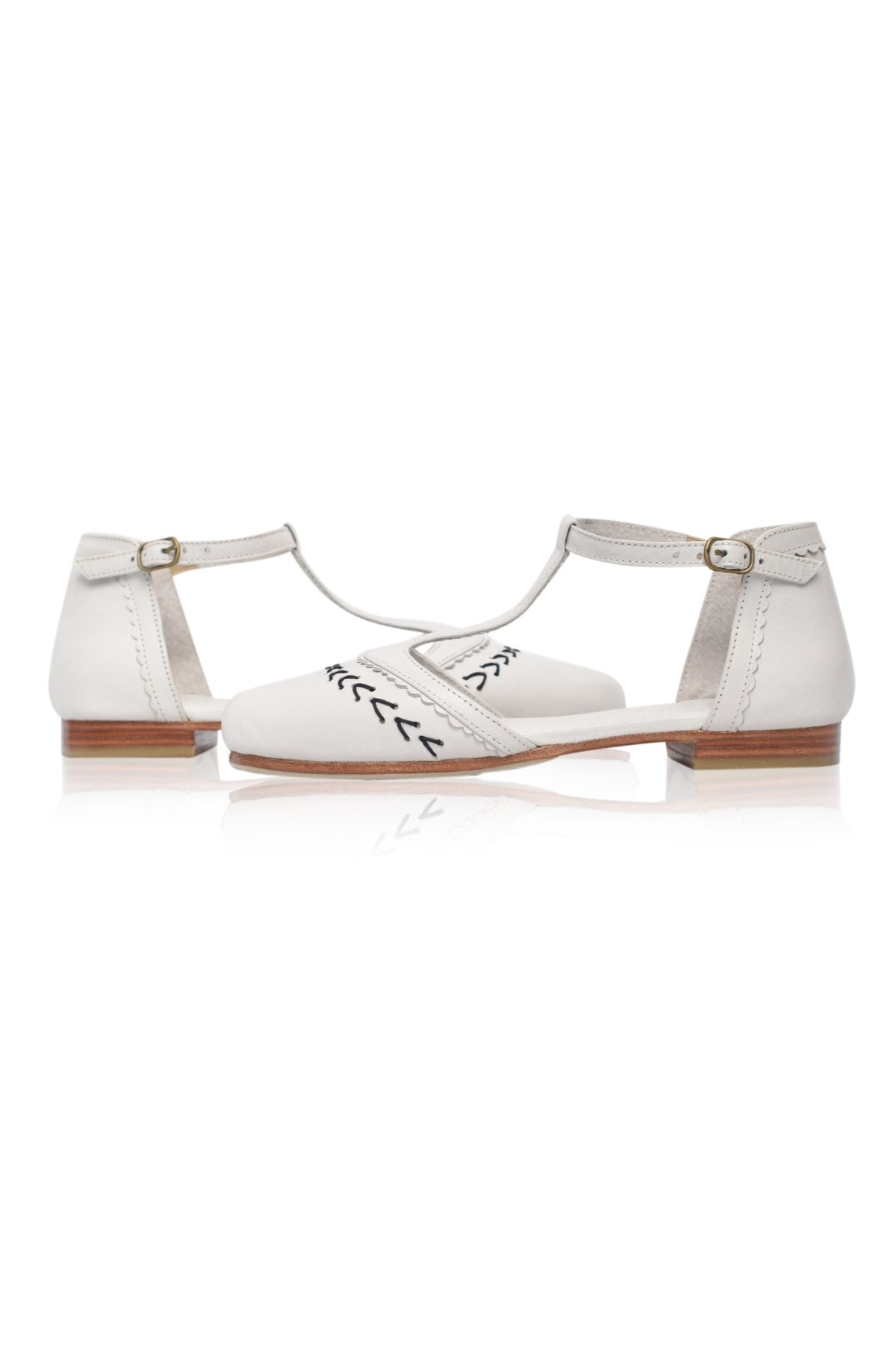 Wonderland T-strap Leather Flats